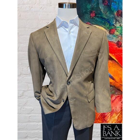 Jos A Bank Blazer 42R Camel Tan Brown Faux Suede Sport Coat Jacket